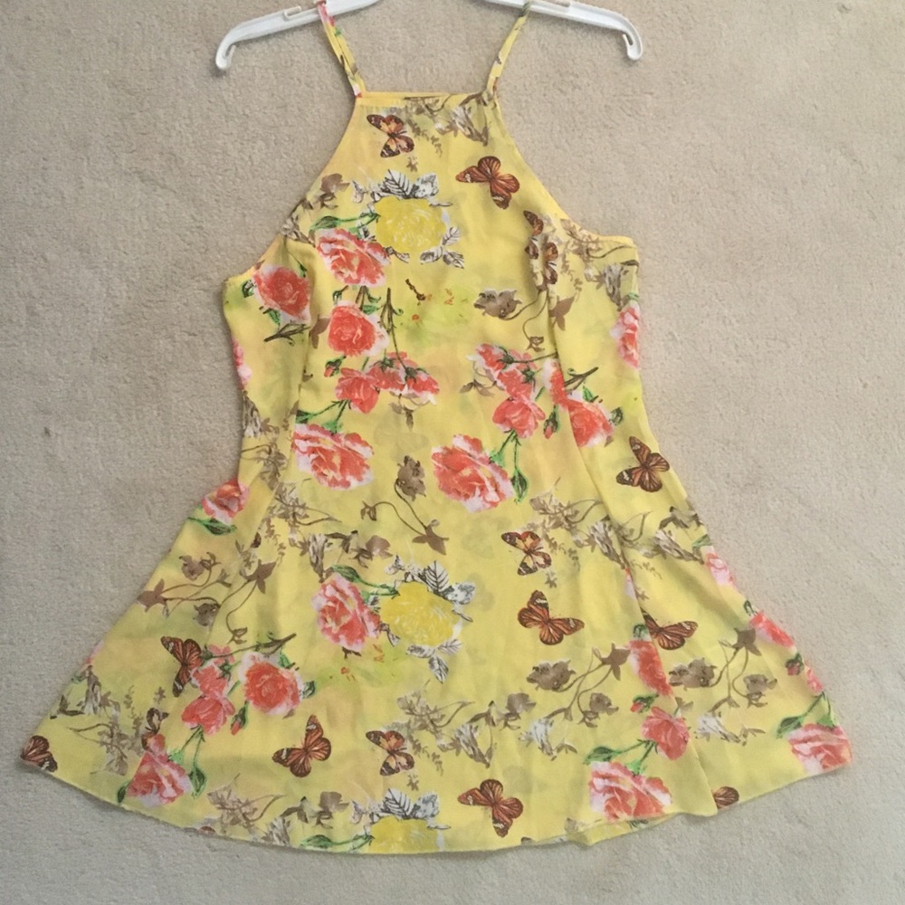 Floral Halter Neckline Slip Dress